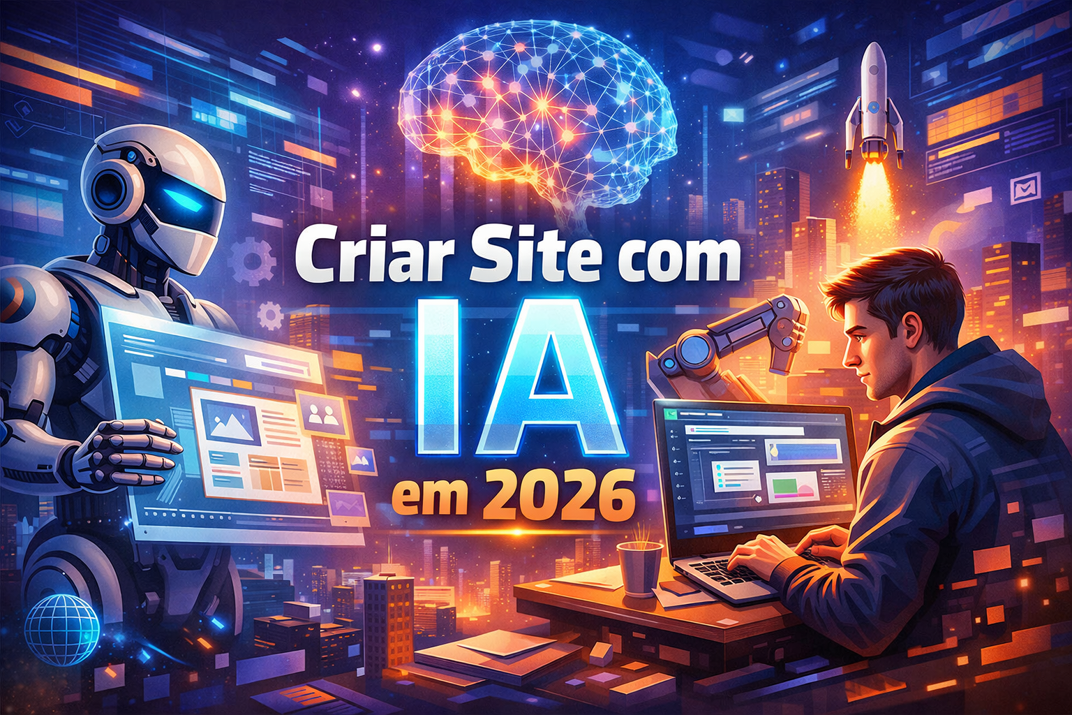 Criar site com IA em 2026: SEO, performance e autoridade