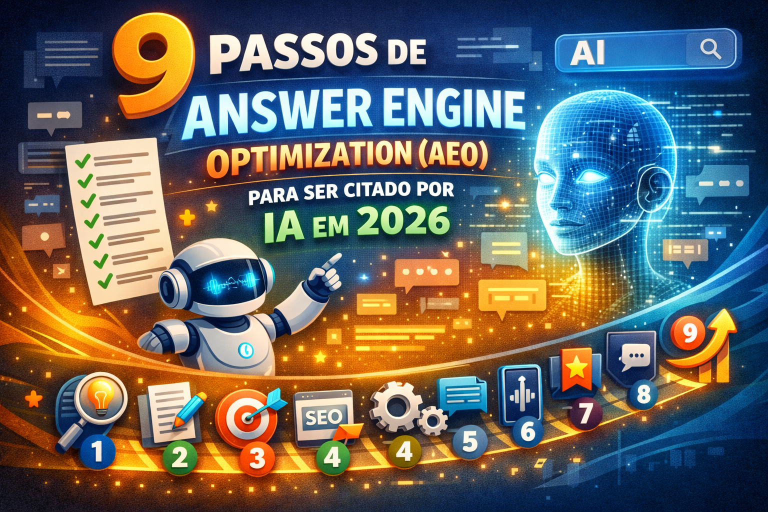 9 passos de Answer Engine Optimization (AEO) para ser citado por IA em 2026
